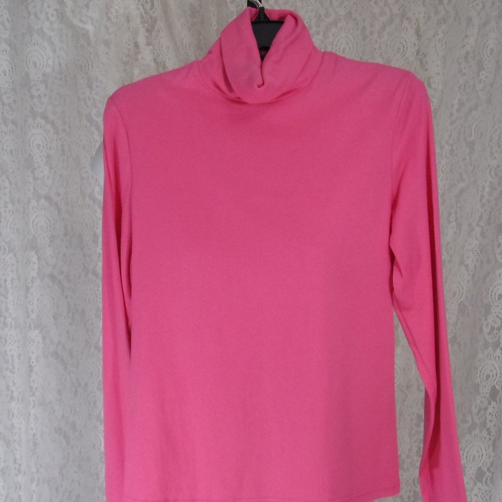 NY & CO Hot Pink Turtleneck Cotton Blend Top Size XL NWOT